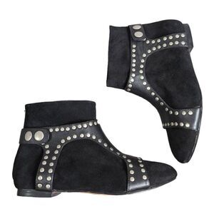 Madison Harding Leather wrap studded harness suede booties womens 7.5
